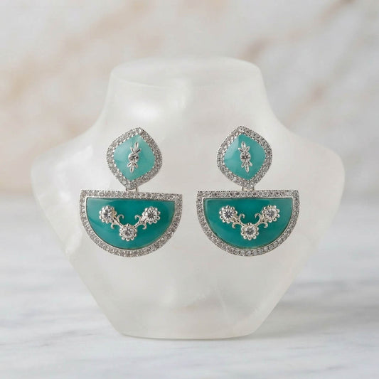 Mint Green Color Fashion Earrings with Elegant Designer Fashion Jewelry Appeal