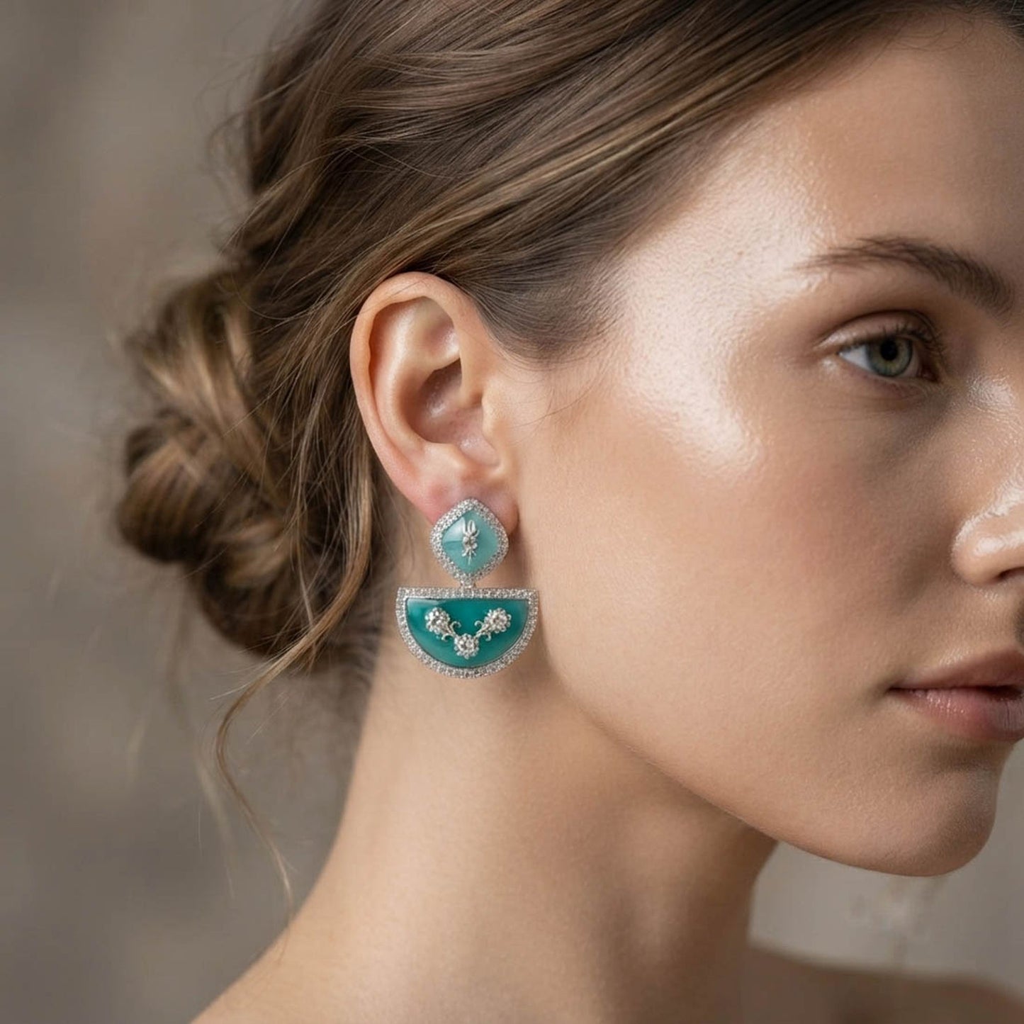 Mint Green Color Fashion Earrings with Elegant Designer Fashion Jewelry Appeal