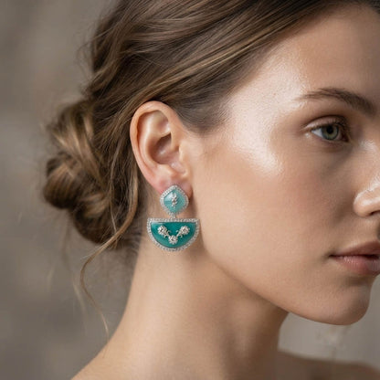 Mint Green Color Fashion Earrings with Elegant Designer Fashion Jewelry Appeal