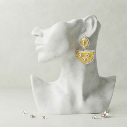 Yellow Color Fashion Earrings Featuring Beautiful Trendy Everyday Wear Style