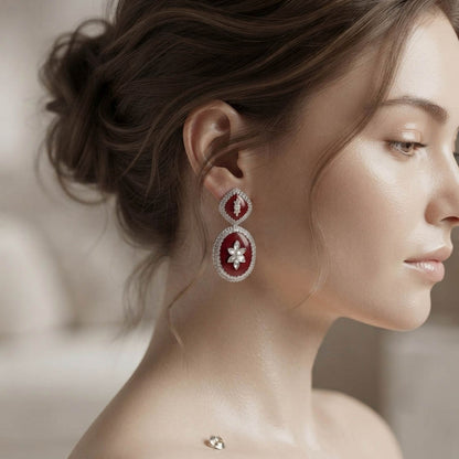 Maroon Color Fashion Earrings with Premium Trendy Jewelry for Casual and Party Wear