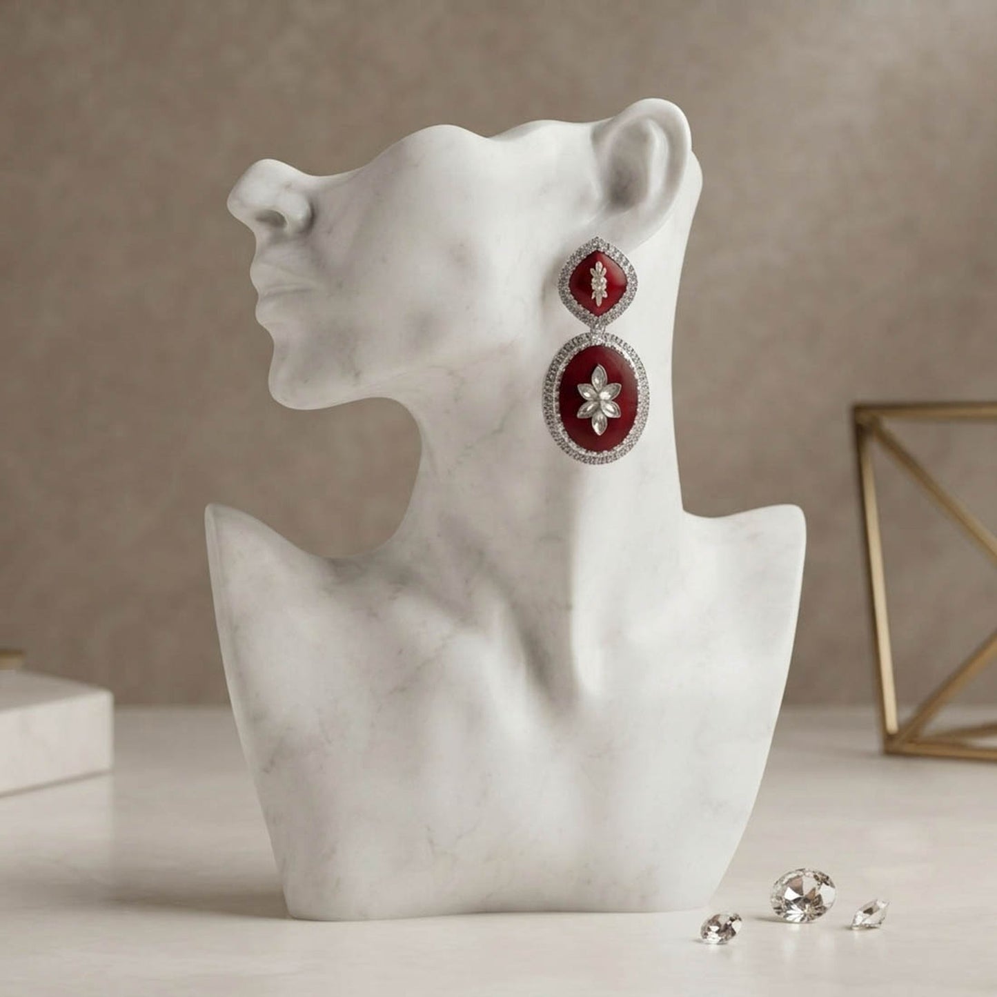 Maroon Color Fashion Earrings with Premium Trendy Jewelry for Casual and Party Wear