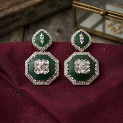 Green Color Fashion Earrings Crafted with Elegant Designer Fashion Look for Women