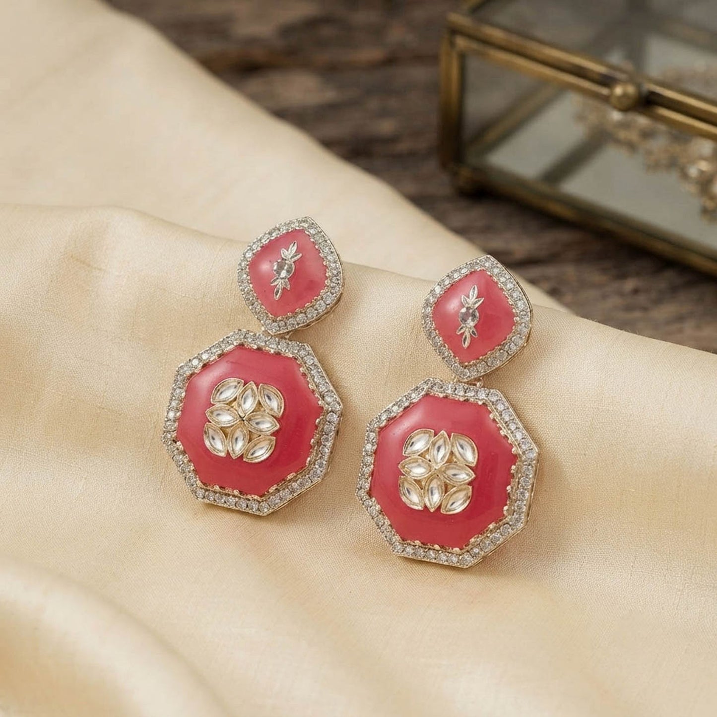 Light Pink Color Fashion Earrings with Beautiful Elegant Contemporary Design Appeal