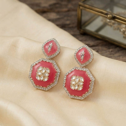 Light Pink Color Fashion Earrings with Beautiful Elegant Contemporary Design Appeal
