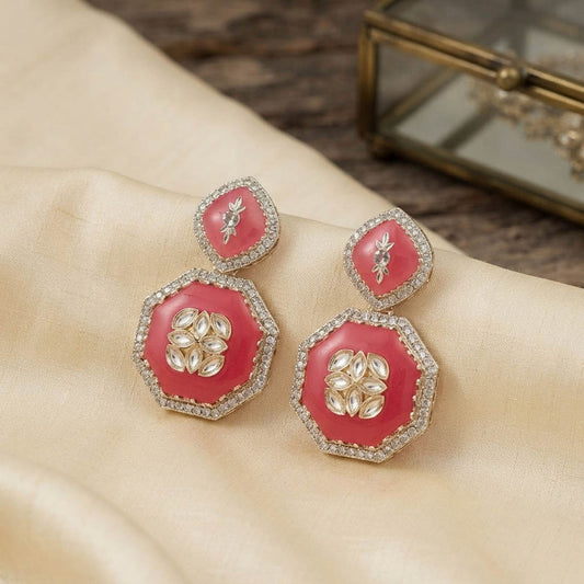 Light Pink Color Fashion Earrings with Beautiful Elegant Contemporary Design Appeal