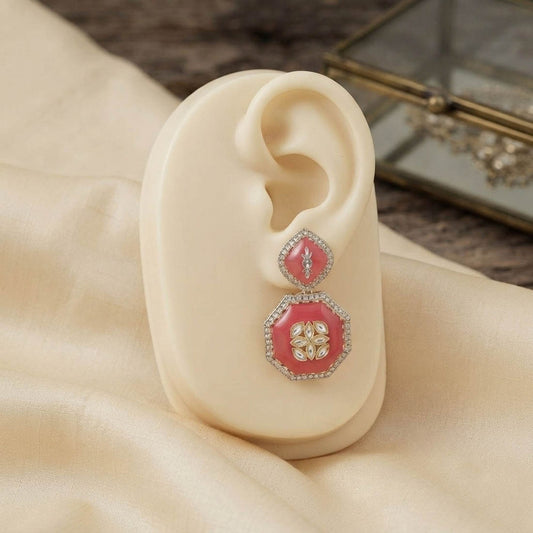 Light Pink Color Fashion Earrings with Beautiful Elegant Contemporary Design Appeal