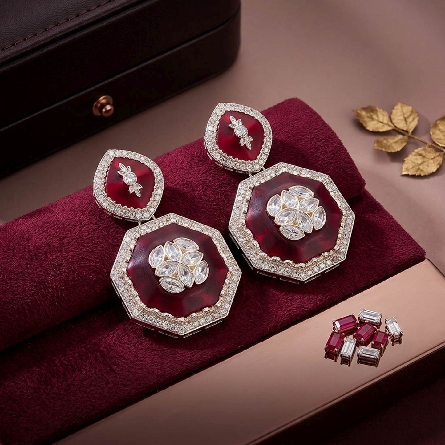 Red Color Fashion Earrings Featuring Stylish Modern Jewelry Collection for Girls