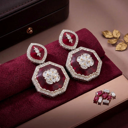 Red Color Fashion Earrings Featuring Stylish Modern Jewelry Collection for Girls