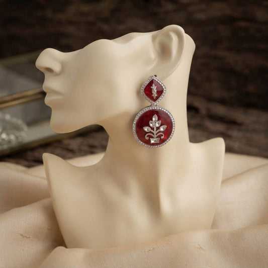 Maroon Color Fashion Earrings Featuring Chic Everyday Fashion Jewelry Style
