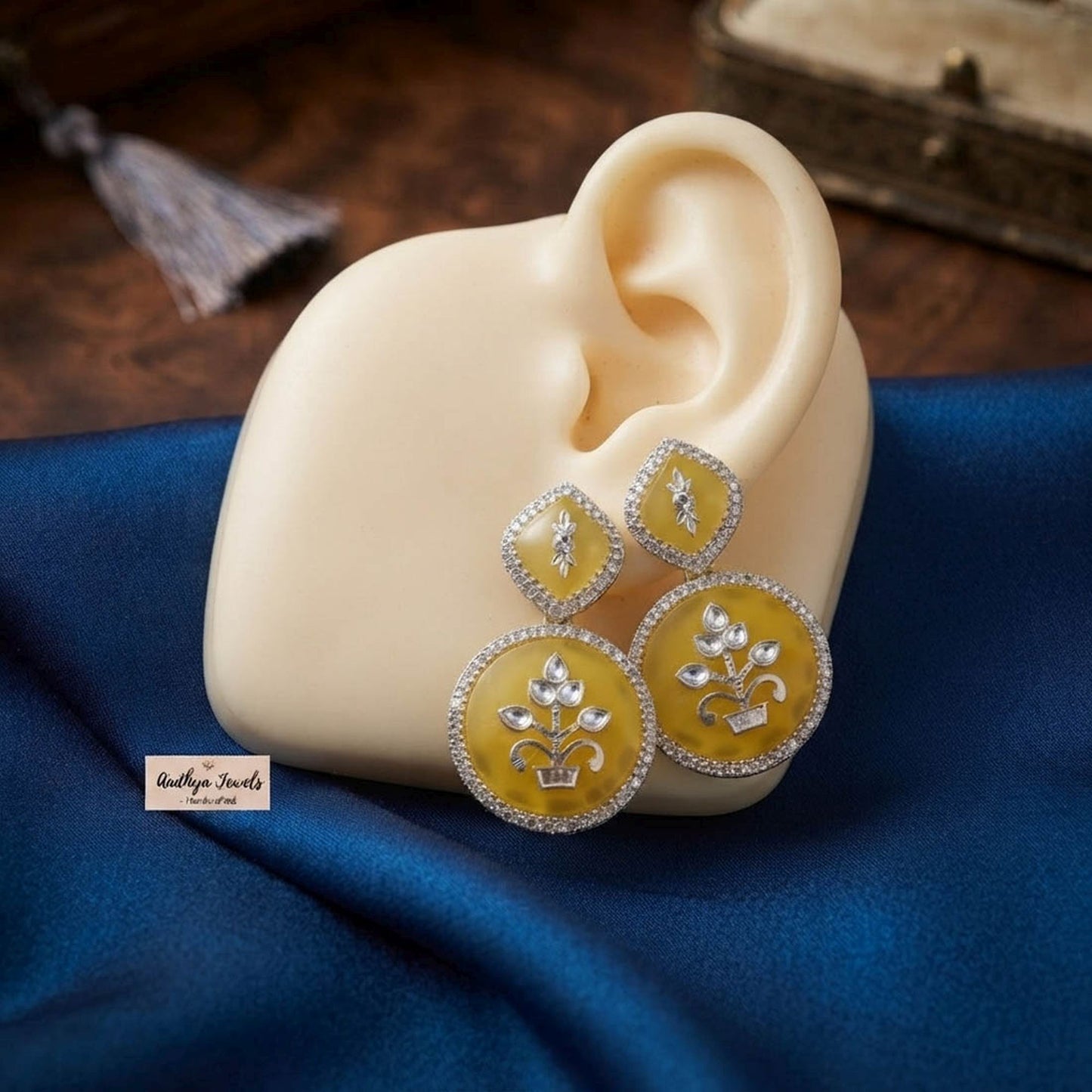 Yellow Color Fashion Earrings Crafted with Elegant Modern Fashion Jewelry Collection