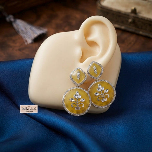 Yellow Color Fashion Earrings Crafted with Elegant Modern Fashion Jewelry Collection