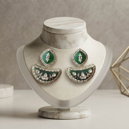 Green Color Fashion Earrings with Elegant Contemporary Jewelry for Casual Outfits