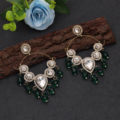 Green Color Kashmiri Earrings Featuring Artistic Handmade Ethnic Jewelry Collection
