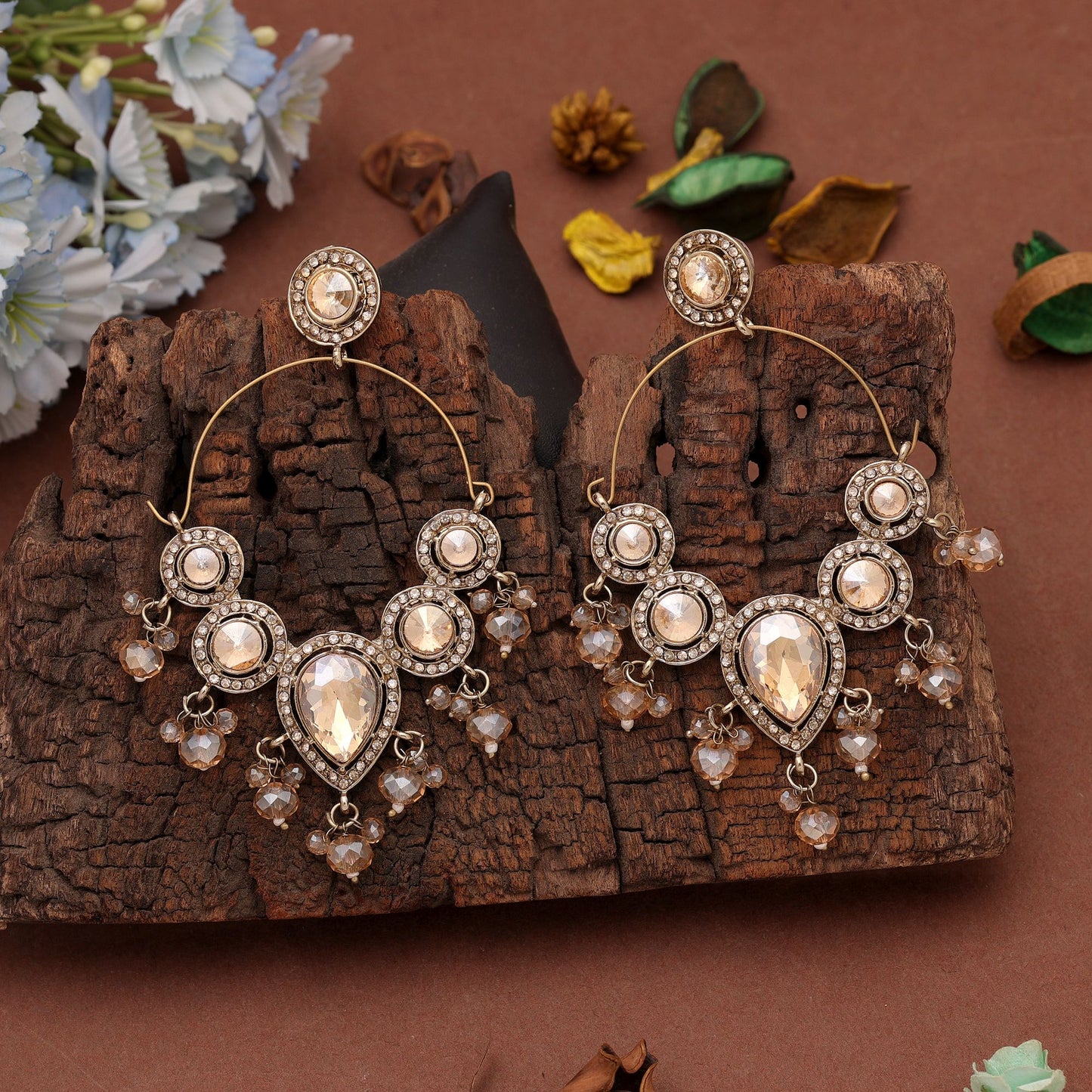 Peach Color Kashmiri Earrings with Stylish Traditional Handmade Fashion Jewelry Appeal