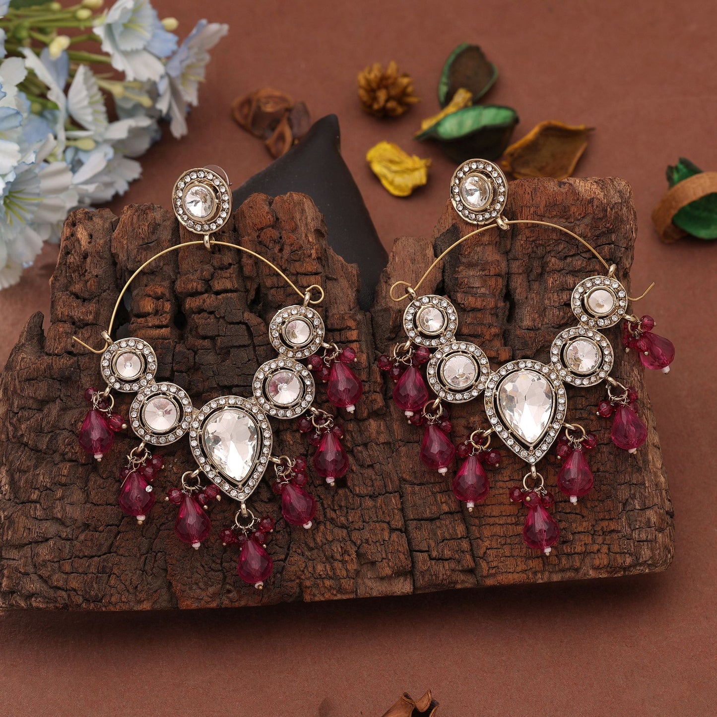 Pink Color Kashmiri Earrings Featuring Premium Traditional Style for Women and Girls
