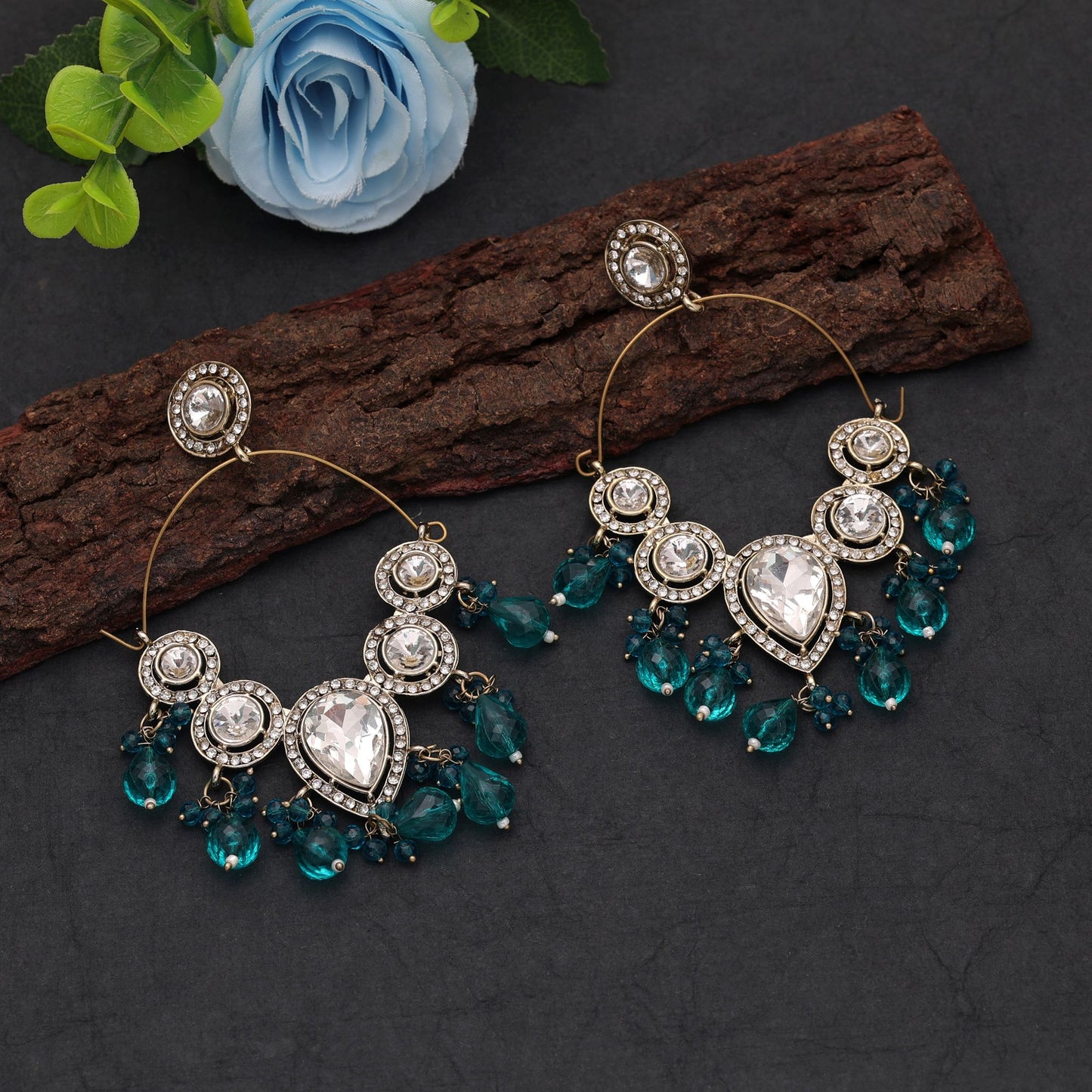 Rama Green Color Kashmiri Earrings with Premium Traditional Designer Craftsmanship