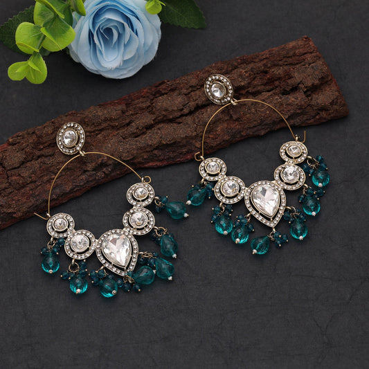 Rama Green Color Dangle Earrings with Premium Traditional Designer Craftsmanship