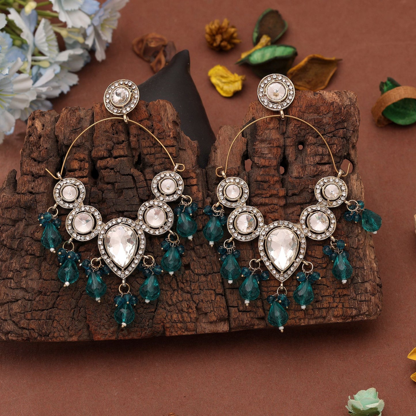 Rama Green Color Kashmiri Earrings with Premium Traditional Designer Craftsmanship