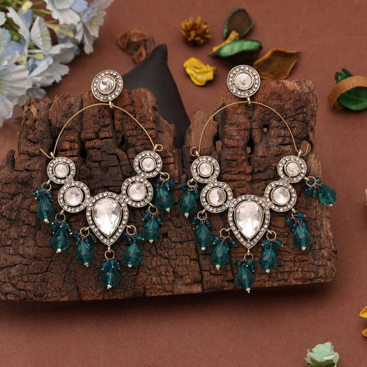 Rama Green Color Dangle Earrings with Premium Traditional Designer Craftsmanship