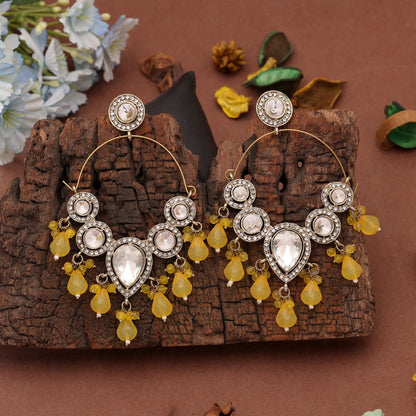 Yellow Color Kashmiri Earrings with Elegant Handmade Traditional Ethnic Jewelry Design