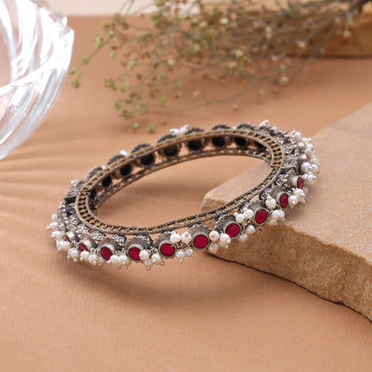 Rani Color Oxidised Openable Kada Bangle Featuring Stylish Festive Fashion Appeal