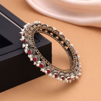 Rani Color Oxidised Openable Kada Bangle Featuring Stylish Festive Fashion Appeal