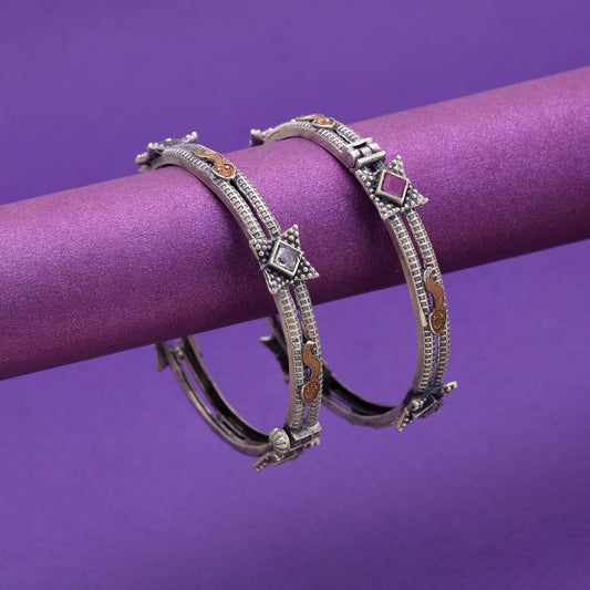 Multi Color Two Tone Oxidised Openable Bangles With Graceful Traditional Appeal