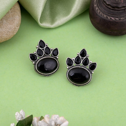 Classic Black Color Oxidised Earrings With Bold And Tribal-Inspired Finish