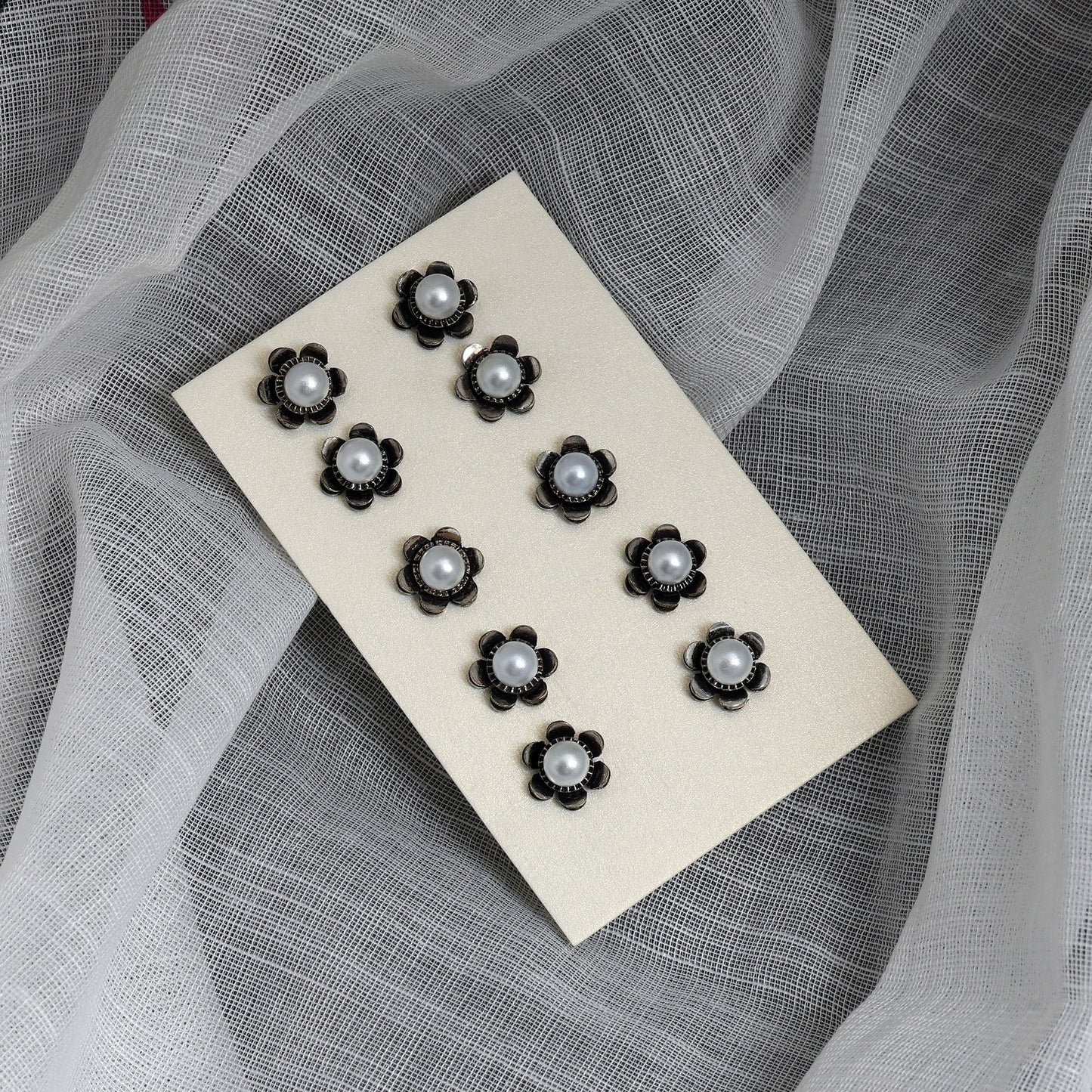 Elegant White Color Oxidised Stud Earrings Combo Of 5 Pairs For Women’S Jewelry Collection