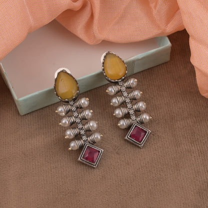 Festival Ready Multi Color Oxidised Earrings With Traditional Indian Aesthetic
