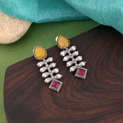 Festival Ready Multi Color Oxidised Earrings With Traditional Indian Aesthetic