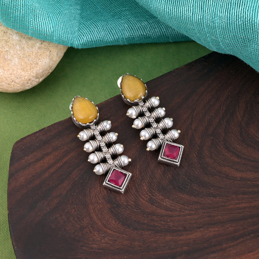 Festival Ready Multi Color Oxidised Earrings With Traditional Indian Aesthetic