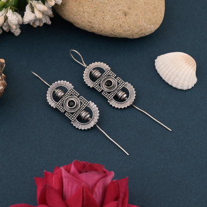 Black Color Oxidised Earrings With Comfortable Ear Cuff For Bold Statement