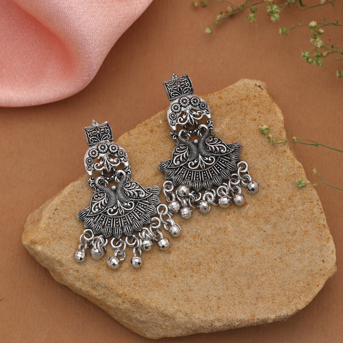 Assorted Color Oxidised Stud Earrings Combo Of 12 Pairs Jewelry Box