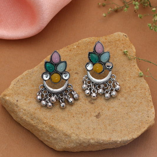 Vibrant Assorted Color Oxidised Stud Earrings Combo Of 12 Pairs Pack