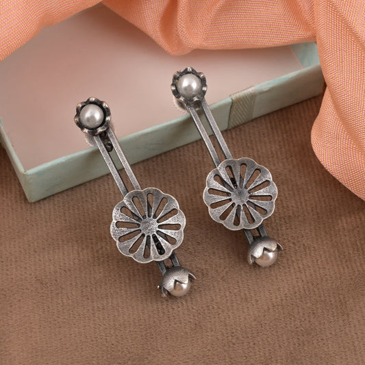 Antique Silver Color Oxidised Earrings Crafted For Festive And Wedding Looks