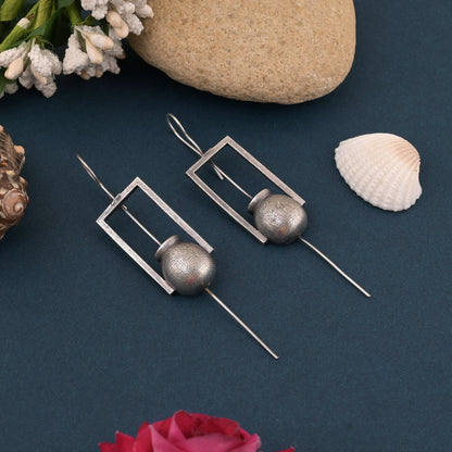 Edgy Silver Color Oxidised Earrings With Stylish And Trendy Ear Cuff