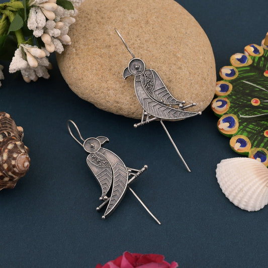 Unique Silver Color Oxidised Earrings In Cuff Style For Statement Looks