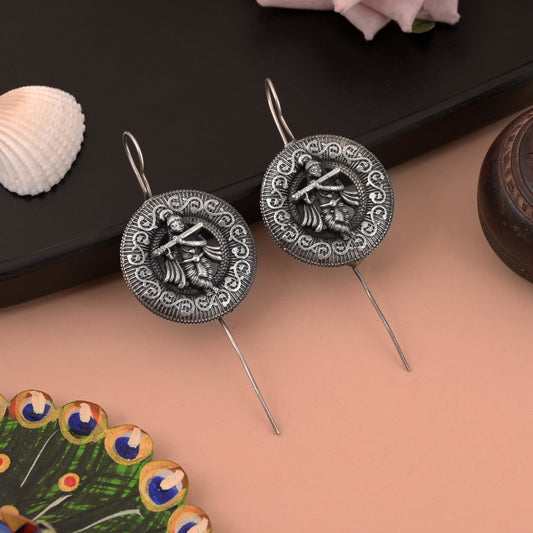 Designer Silver Color Oxidised Earrings With Fashion-Forward Ear Cuff Design