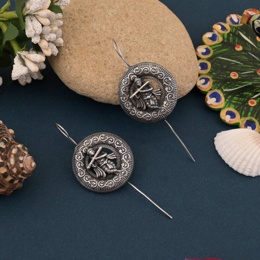 Designer Silver Color Oxidised Earrings With Fashion-Forward Ear Cuff Design