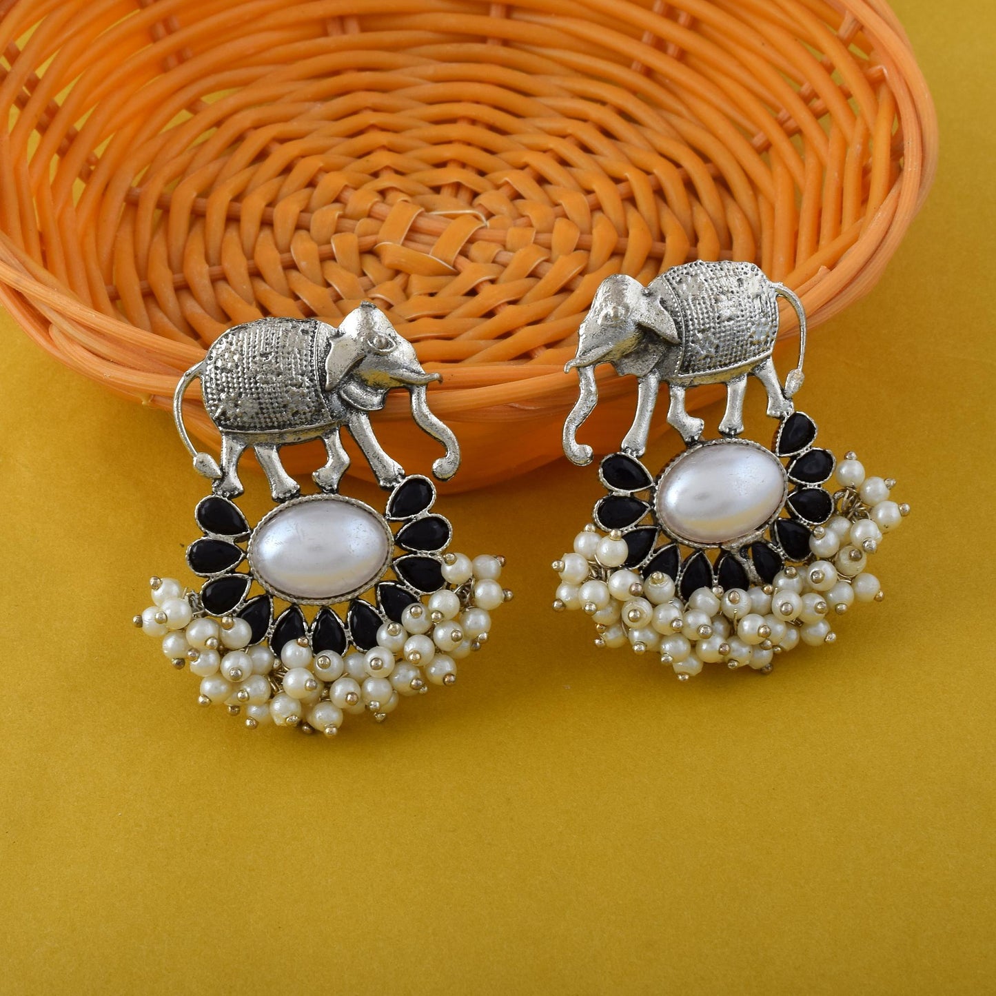 Antique Finish Silver Color Oxidised Earrings For Daily Traditional Styling