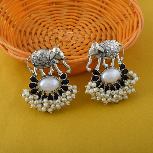 Antique Finish Silver Color Oxidised Earrings For Daily Traditional Styling