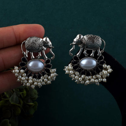 Antique Finish Silver Color Oxidised Earrings For Daily Traditional Styling