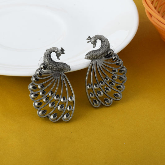 Ethnic Inspired Silver Color Oxidised Earrings For Weddings And Celebrations