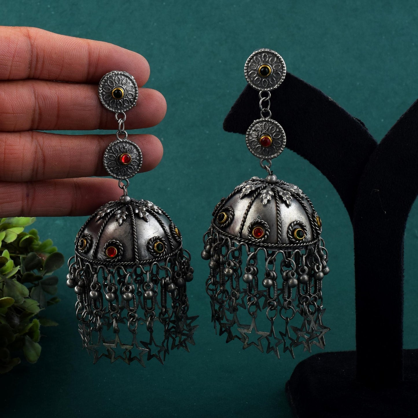 Bright Multi Color Oxidised Earrings For Ethnic Looks With Modern Vibes