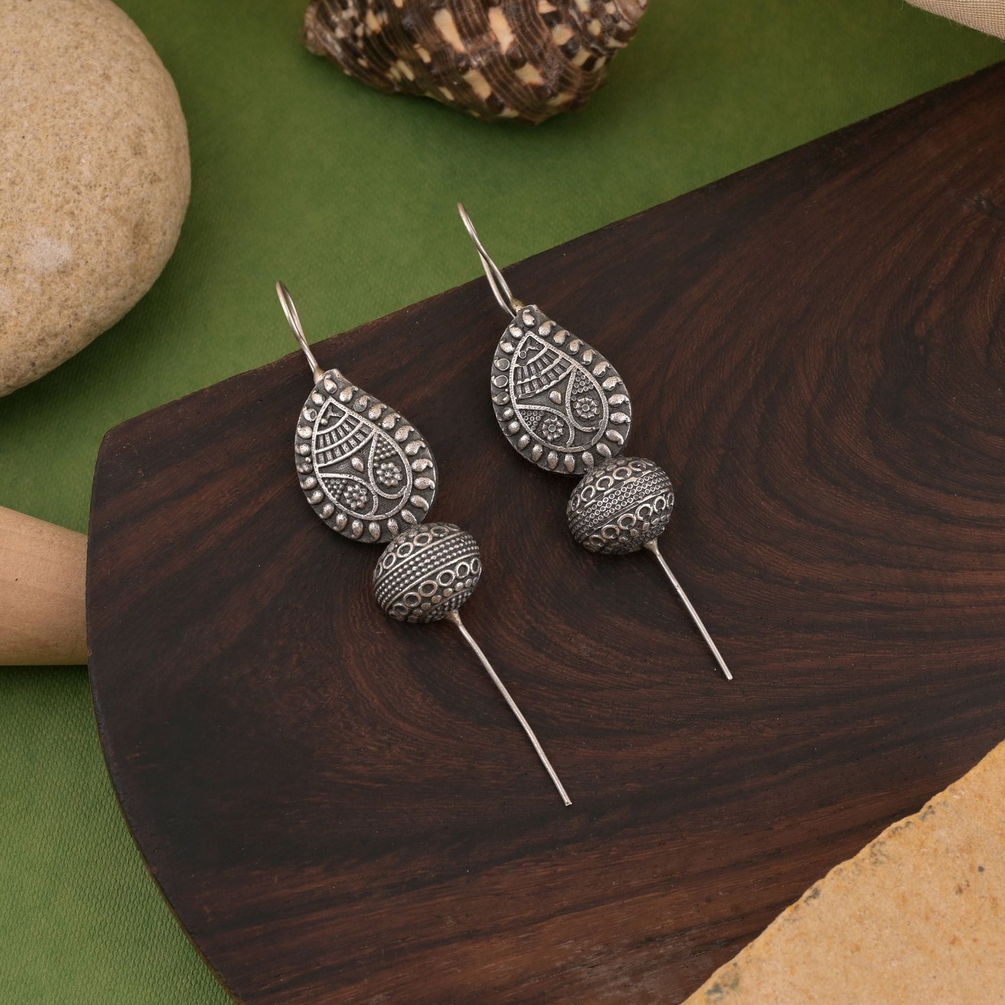 Gorgeous Silver Color Oxidised Earrings Ear Cuff Perfect For Bridal And Festive Jewelry Styling