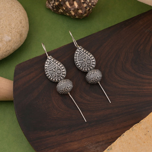 Gorgeous Silver Color Oxidised Earrings Ear Cuff Perfect For Bridal And Festive Jewelry Styling