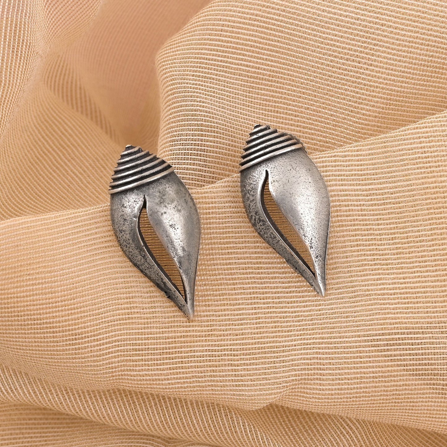 Classic Silver Color Oxidised Earrings Crafted With Exquisite Handmade Traditional Artistic Detailing