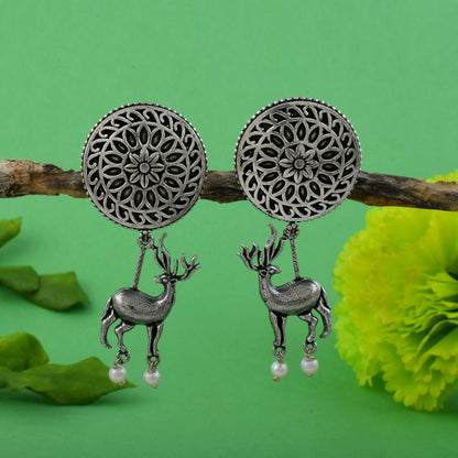 Elegant Silver Color Oxidised Earrings Perfect For Women’S Party And Daily Fashion Jewelry